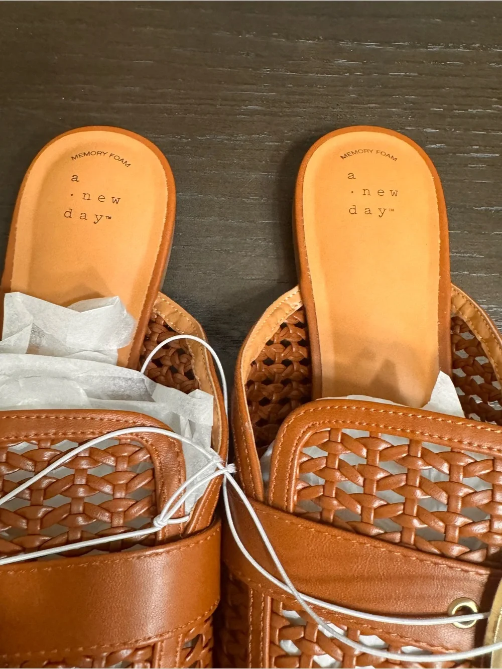 A New Day Woven Buckle Mule Slides Cognac Brown Women’s Size 11 NWT